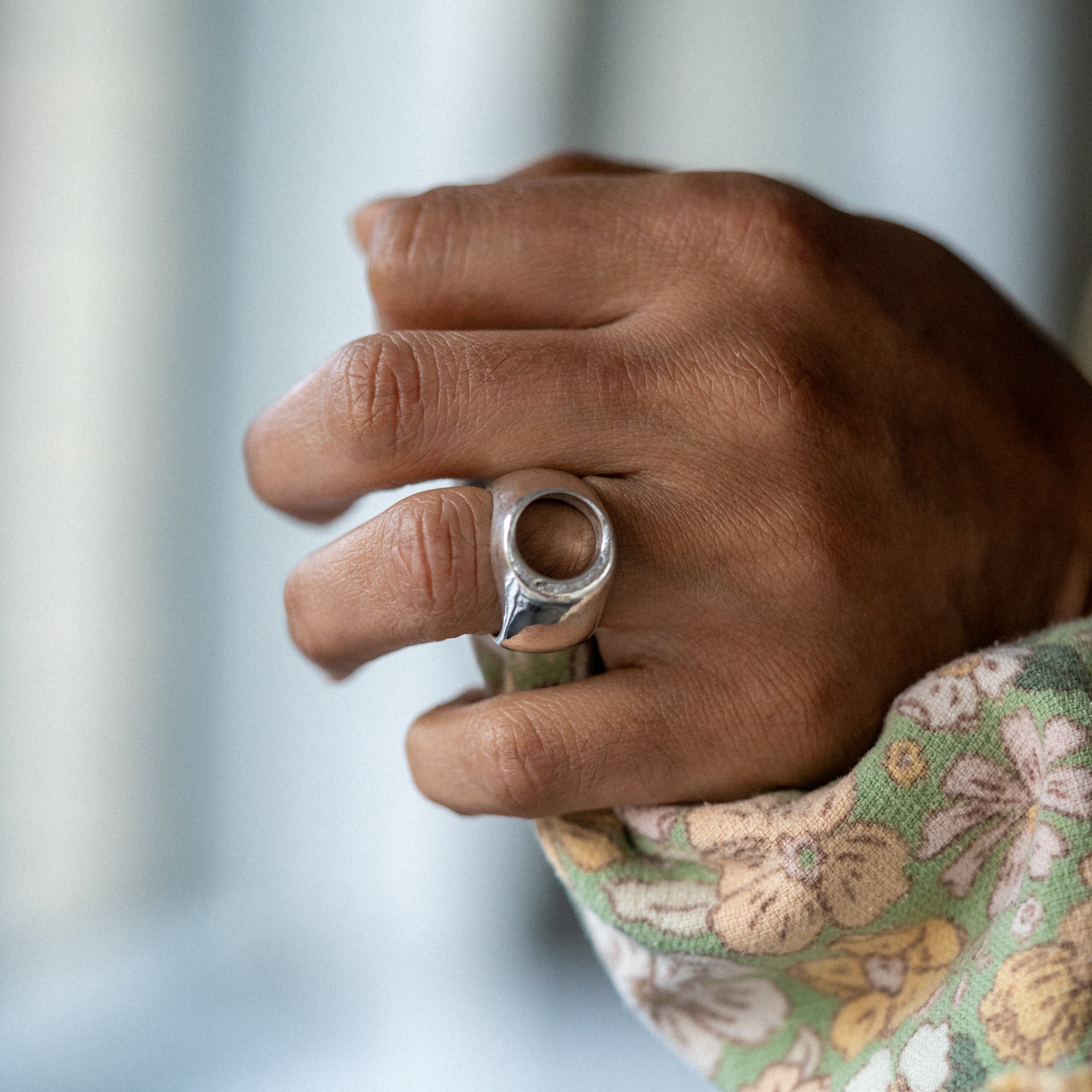 Crescent Moon Signet Ring – Handmade Chunky 925 Sterling Silver Unisex Ring - Chunks Collection - Sailors and Seekers - Sailors and Seekers