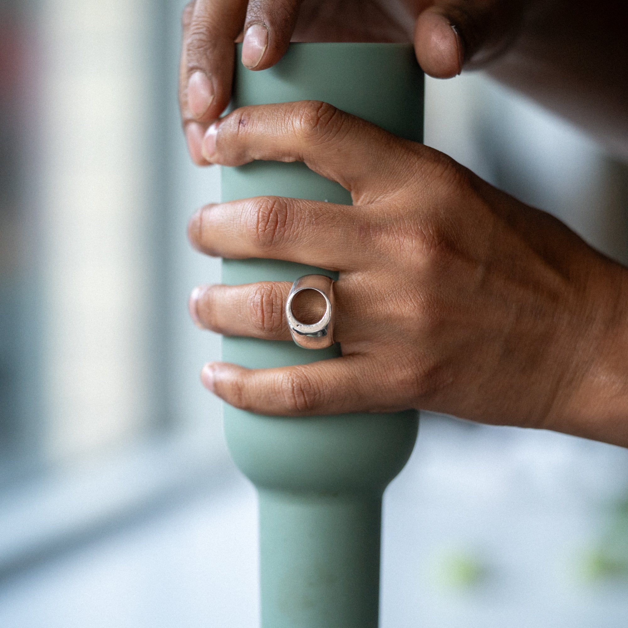 Crescent Moon Signet Ring – Handmade Chunky 925 Sterling Silver Unisex Ring - Chunks Collection - Sailors and Seekers - Sailors and Seekers